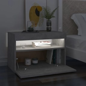 2 db betonszürke éjjeliszekrény LED-lámpákkal 60 x 35 x 40 cm