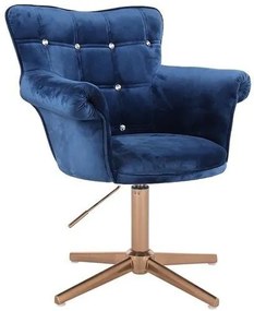 HR804CCROSS Tengerkék modern velúr szék arany lábbal