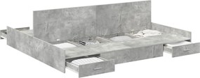 vidaXL Ágykeret tárolóval fiókkal Beton Szürke 200 x 200 cm Faanyag