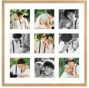 Képkeret 9 képhez 10x10 cm tölgyfa keret fotógaléria 40x40 cm Framai