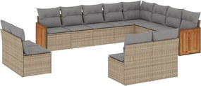 vidaXL 12 részes bézs polyrattan kerti ülőgarnitúra párnákkal