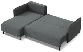 Sötétszürke kinyitható-tárolóhelyes sarokkanapé (bal oldali) Luana – Makamii