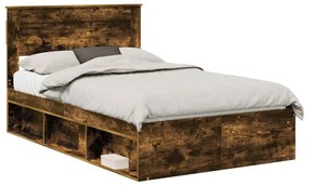 vidaXL Ágykeret matracmal Füstölt tölgy 120 x 190 cm Tömör fenyőfa