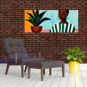 Kép - Nő virággal (120x50 cm)