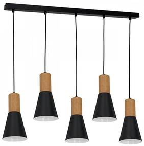 Csillár zsinóron EDMON 5xE27/60W/230V fekete