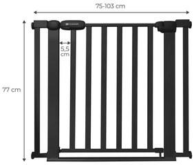KINDERKRAFT - Biztonsági korlát LOCK&amp;GO 75-103 cm fekete