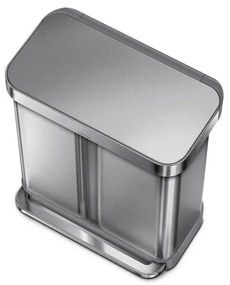Simplehuman Pedálos szemetes szelektívhulladékgyűjtő, 58 l, csiszolt acél, FPP