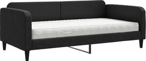 vidaXL fekete szövet kanapéágy matraccal 100 x 200 cm