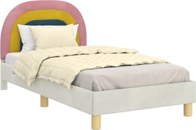 vidaXL Gyerekágy kerettel fejtámlával Krém 80 x 160 cm Bársony