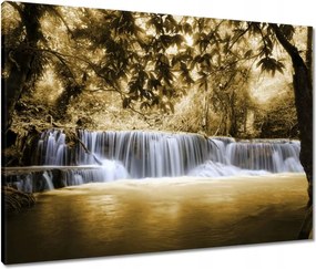 Vászonkép 80x60 Vízesés szépia színben