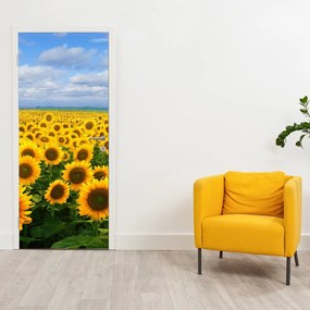 Fotótapéta ajtóra - Napraforgó mező (95x205cm)