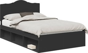 vidaXL Ágykeret fejtámlával Fekete 120 x 200 cm Tömör fenyőfa