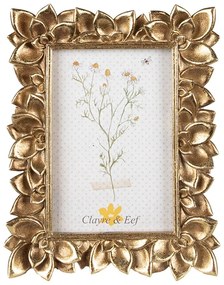 Arany színű vintage fényképkeret virágos kerettel 10x15 cm