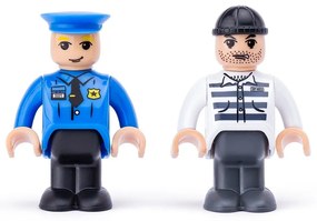 Woody rendőrségi autó babákkal a vonatpályára, kékszínű
