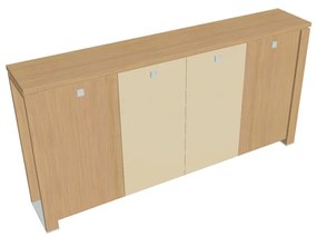 Verno+ közepes gardrób 260 x 46 x 130 cm, kombinált ajtó, világos tölgy / vanília