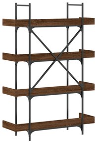 4-szintes barna tölgy szerelt fa könyvespolc 100x33x145,5 cm