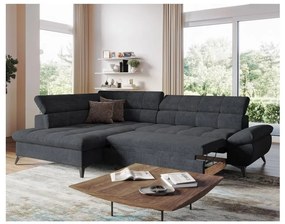 Fekete MARANO balos L-alakú kihajtható sarokkanapé