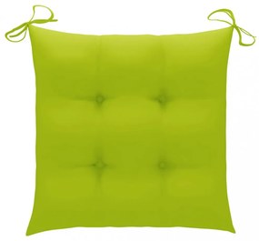 3 db tömör tíkfa kerti szék élénkzöld párnával