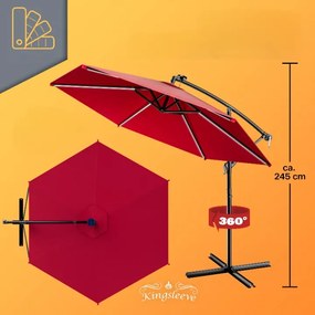 Deuba LED napernyő Mali Ø350 cm - piros