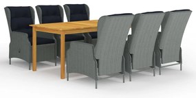 vidaXL 7 részes világosszürke kerti étkezőgarnitúra