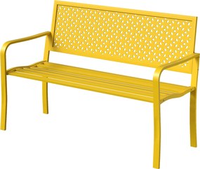 Outsunny 2 személyes fém kerti pad — időjárásálló, rozsdamentes lamellás háttámla, geometrikus dizájn, 127 x 61 x 85 cm | Aosom