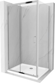 Mexen Apia 120 x 90 cm-es, átlátszó, króm eltolható zuhanykabin + Flat zuhanytálca - 840-120-090-01-00-4010