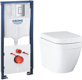 Set WC csésze Grohe Euro Ceramic 39554000, süllyesztett keret gombbal és tömítéssel Grohe Solido 39930000