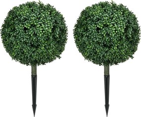 HOMCOM 2 darabos Nagy Mesterséges Málna Habfa 70 cm UV Védelemmel, Élethű Mesterséges Növények Talajverőkkel a Nappaliba, Hálószobába, Irodába, Kertbe