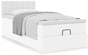 fehér műbőr ottomán ágy matraccal 90x200cm