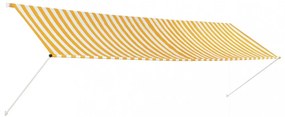 feltekerhető sárga és fehér napellenző 400 x 150 cm