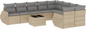 vidaXL 10 részes bézs polyrattan kerti ülőgarnitúra párnával