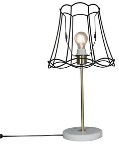 Retro asztali lámpa sárgarézzel és Granny Frame fekete kerettel 30 cm - Kaso