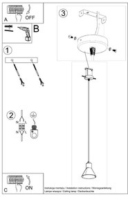 Fekete függőlámpa fém búrával 14x14 cm Martina - Sollux