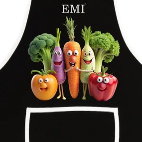 EMI Happy Veggie konyhai kötény, Fekete