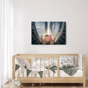 Építkezés az USA zászlóval képe (90x60 cm)