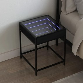 Fekete végtelen hatású LED-es éjjeliszekrény 40 x 40 x 51 cm