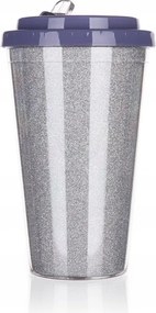 Utazó bögre Glitters ezüst csillámos 500 ml