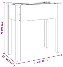 szürke tömör fenyőfa kerekes ültetőláda béléssel 71x37x80 cm