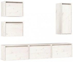 6 darab fehér tömör fenyőfa TV-szekrény