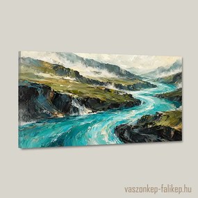 Türkiz folyó völgye vászonkép – élő részletek 40x23 cm