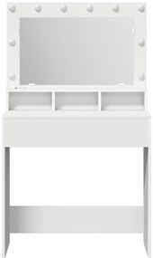 Sminkasztal LED Fényekkel, Fehér - 79x41x135 cm