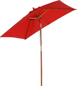 Outsunny Kültéri Kerti Napernyő P rectangularis Dőlésszögű Bambusz Magas Sűrűségű Poliészter 2L x 1.5W x 2.3H m Piros | Aosom