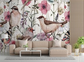 Gario Fotótapéta Madarak és pillangók egy réten, mezei virágokkal Anyag: Vlies, Méret: 150 x 105 cm
