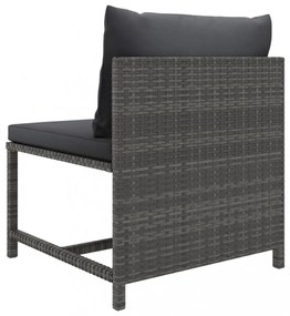 szürke elemes polyrattan középső kanapé párnákkal
