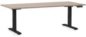 Állítható magasságú asztal OfficeTech C, 180 x 80 cm, fekete alap, tölgy