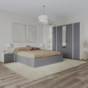 Malmo V10 hálószoba szett 140 x 200 cm-es ággyal, Fehér tölgy / Antracit