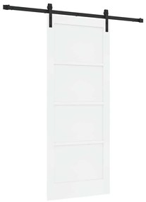 Csúszó Ajtó Fehér és fekete 83 x 202 cm Tömör fenyő és acél