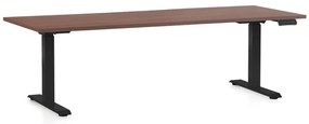 Állítható magasságú asztal OfficeTech D, 200 x 80 cm, fekete alap, dió