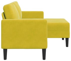 sárga bársony 2 üléses kanapé L-alakú kanapéval 125 cm