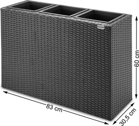 Virágtartó, polyrattan, fekete, 83 x 30